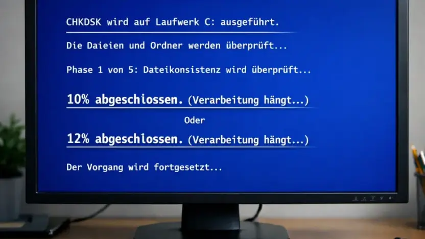CHKDSK hängt bei 10 - Windows Festplattenprüfung Problem beheben