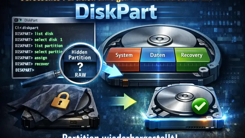 Versteckte Partition anzeigen und wiederherstellen mit DiskPart