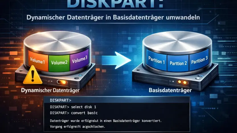 Diskpart Dynamischer Datenträger in Basisdatenträger umwandeln