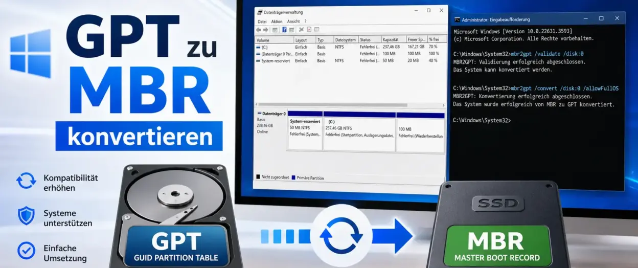 GPT zu MBR konvertieren windows