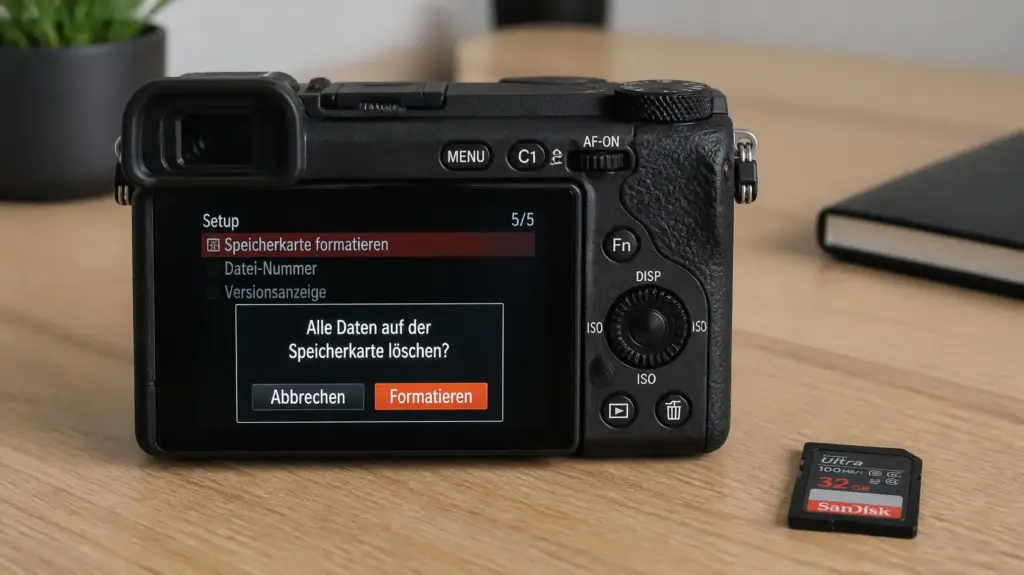 SD-Karte Partitionen löschen Kamera Menü zum Formatieren der SD Karte